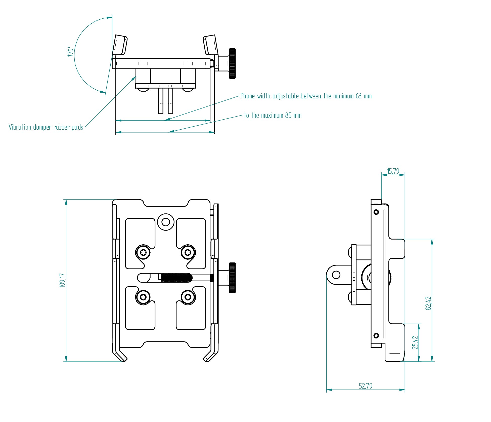 Motoros telefontartó rezgéscsillapított
